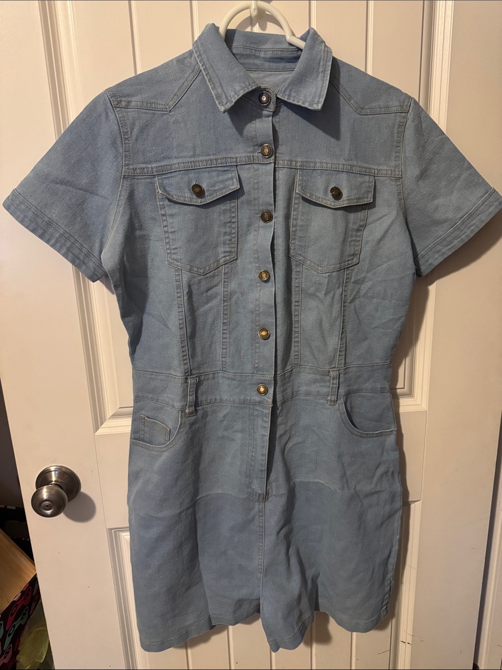 Light Blue Jean denim romper western vibe